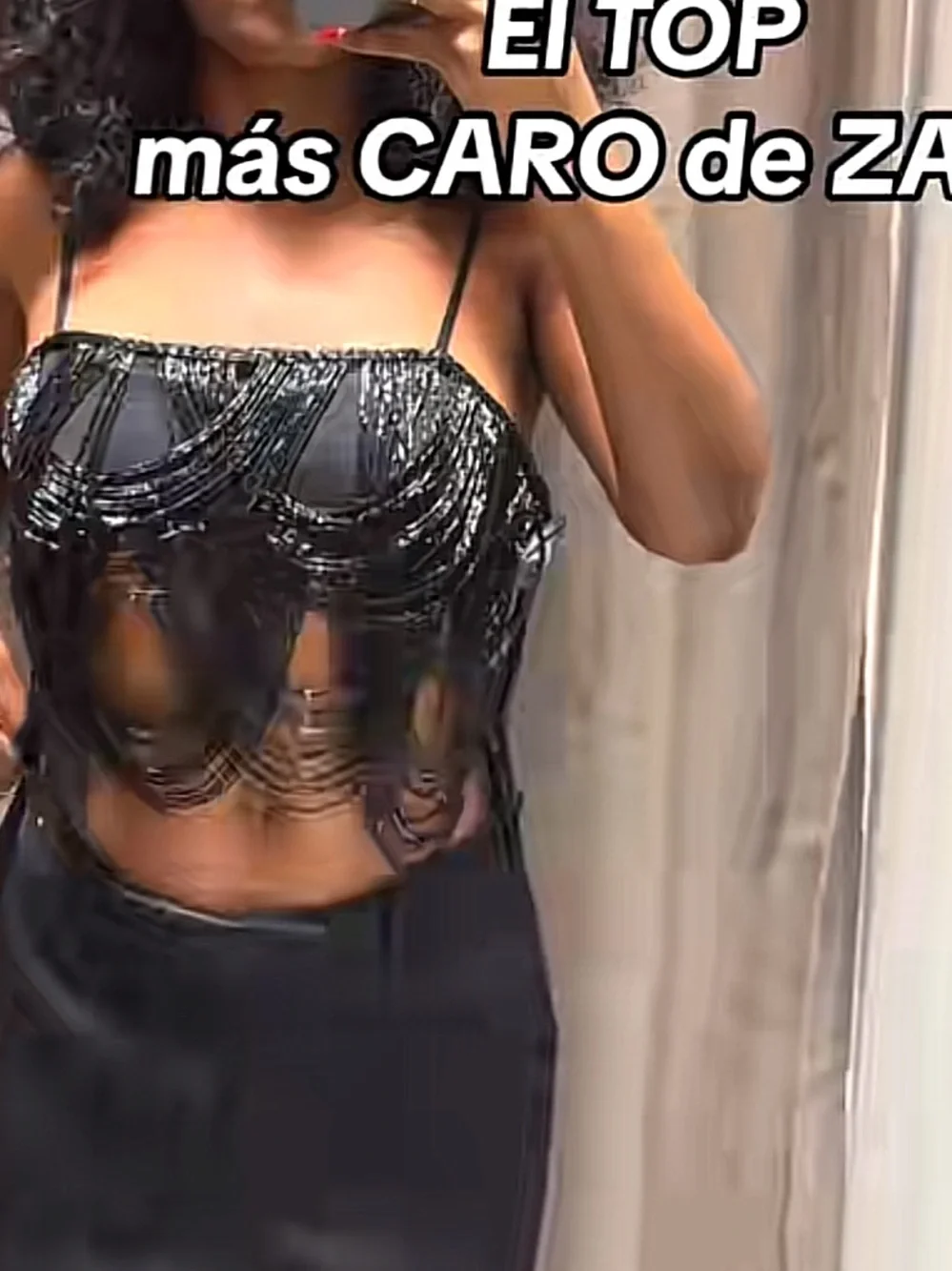 Zara Black Beaded Fringe Camisole